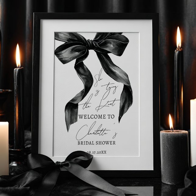Chic Black Bow Tying Knot Bridal Shower Welcome Poster (Chic Black Bow Tying Knot Bridal Shower Welcome Poster)