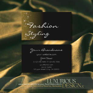 Chic Black Brown Glitter Stars Professional Simple Business Card