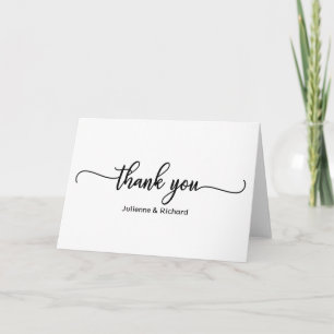 Chic Black Calligraphy Thank You Card