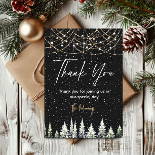 Chic black Christmas trees Thank you Card