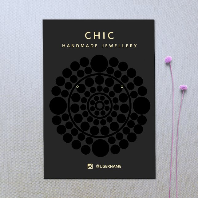 Chic Black Circle Motif  Earring Display Card (Creator Uploaded)