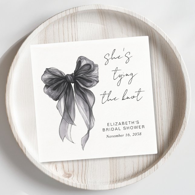 Chic Black Coquette Bow Watercolor Bridal Shower Napkin (Creator Uploaded)