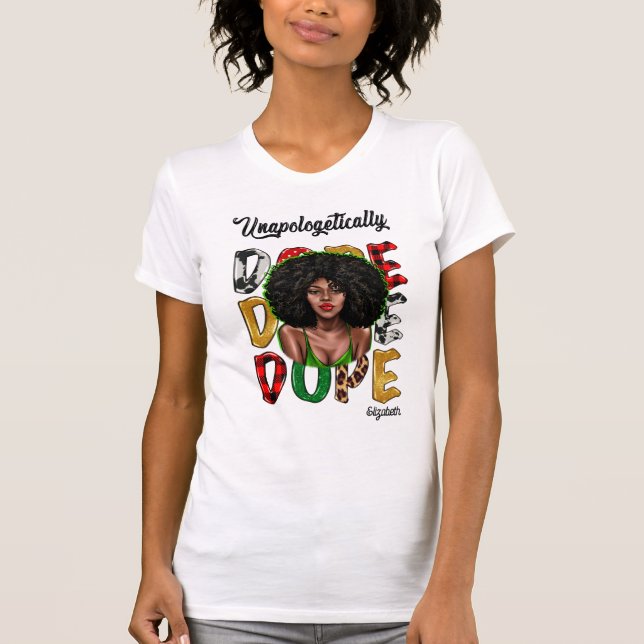 Chic Black Diva Radiating Bold Confidence T-Shirt (Front)