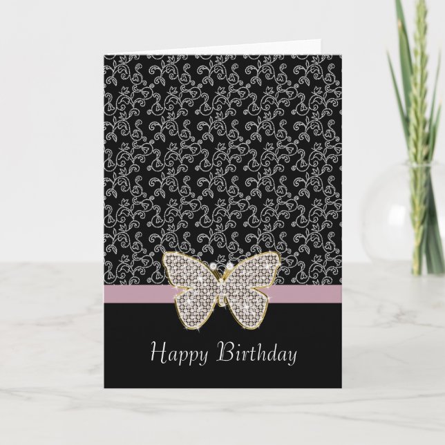 Chic Black Floral Card (Front)