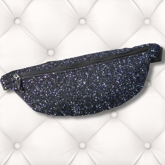 Chic Black Glitter Sparkle Bum Bags (Stylish Glam Fashion Faux Black Glitter Pattern Fanny Pack)