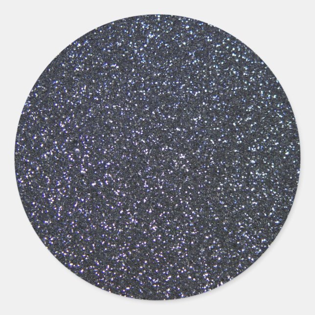 Chic Black Glitter Sparkle Classic Round Sticker (Front)