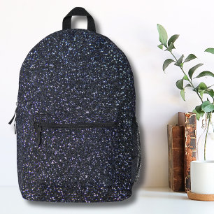 Chic Black Glitter Sparkle Printed Backpack
