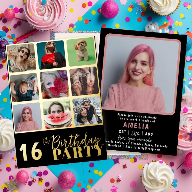 Chic Black & Gold 10 Photo Birthday Party (Creator Uploaded)