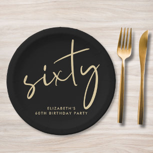 Chic Black Gold 60th Birthday Party Paper Plate