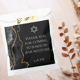 Chic Black Gold Agate Bar Mitzvah Custom Party Favour Bags