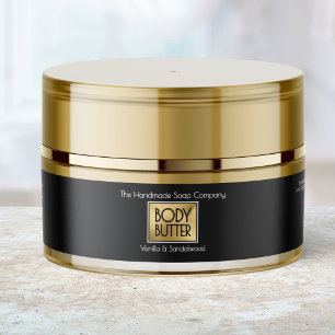 Chic Black & Gold Body Butter Jar Label 
