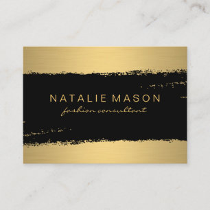 Chic Black Gold Brushed Business Card