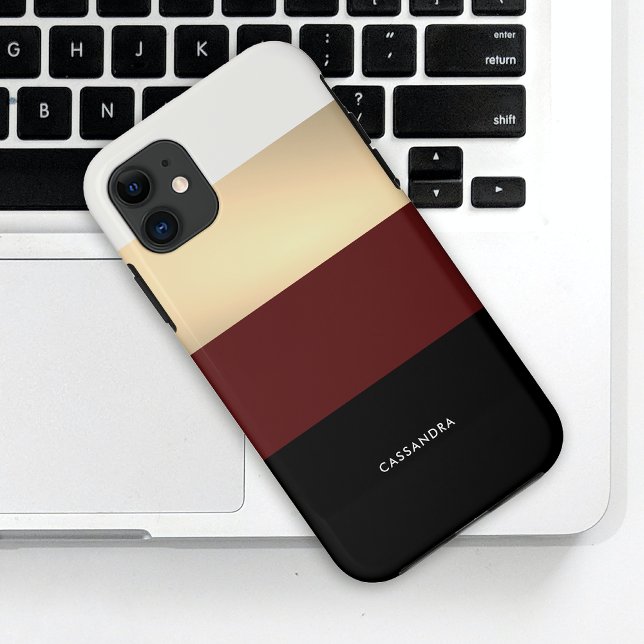 Chic Black Gold Burgundy Red Personalised Case-Mate iPhone Case (Creator Uploaded)
