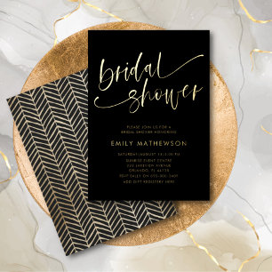 Chic Black & Gold Calligraphy Bridal Shower