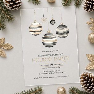 Chic Black Gold Corporate Christmas Holiday Party Acrylic Invitations