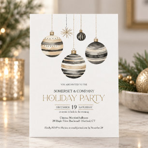 Chic Black Gold Corporate Christmas Holiday Party Invitation