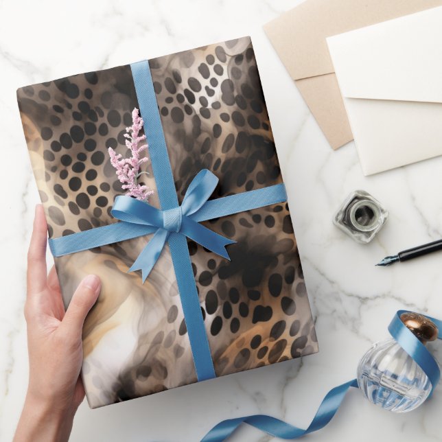 Chic Black Gold Cream Leopard Animal Print Wrapping Paper (Gifting)