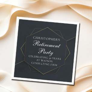 Chic Black Gold Custom Retirement Party Napkin