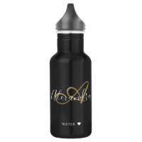 Chic Black Gold Elegant Monogram Script Name Stai