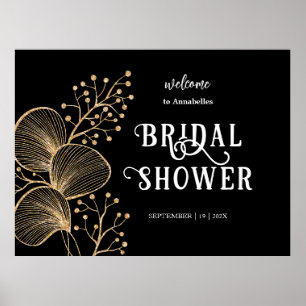 Chic Black & Gold Elegant Script Bridal Shower Poster