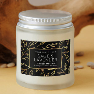 Chic Black & Gold Floral Waterproof Product Label