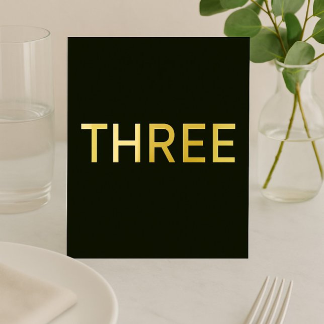 Chic Black & Gold Foil Wedding Table Sign (Creator Uploaded)