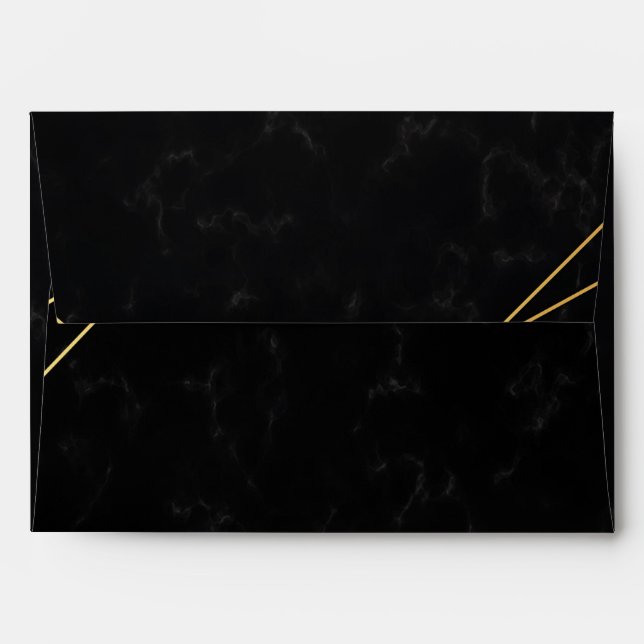Chic Black & Gold Geometric frame Envelope (Back (Top Flap))