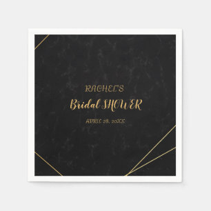 Chic Black & Gold Geometric frame Napkin