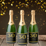 Chic Black & Gold Glitter 50th Birthday Sparkling Wine Label<br><div class="desc">Elevate your adult birthday party with our elegant 50th birthday,  black and gold sparkling wine bottle labels. Add a touch of gold glitter typography to mark this exquisite milestone birthday favour gifts. Make the fifty celebration unforgettable!</div>