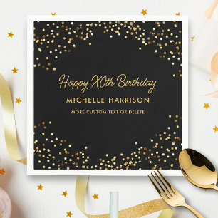 Chic Black Gold Glitter Any Age Birthday Party Napkin