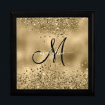 Chic Black Gold Glitters Monogram Name  Gift Box<br><div class="desc">Chic Black Gold Glitters Monogram Name</div>