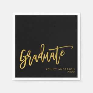 Chic Black Gold Graduate Party Napkin