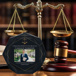 Chic Black Gold Law School Graduation Photo Block