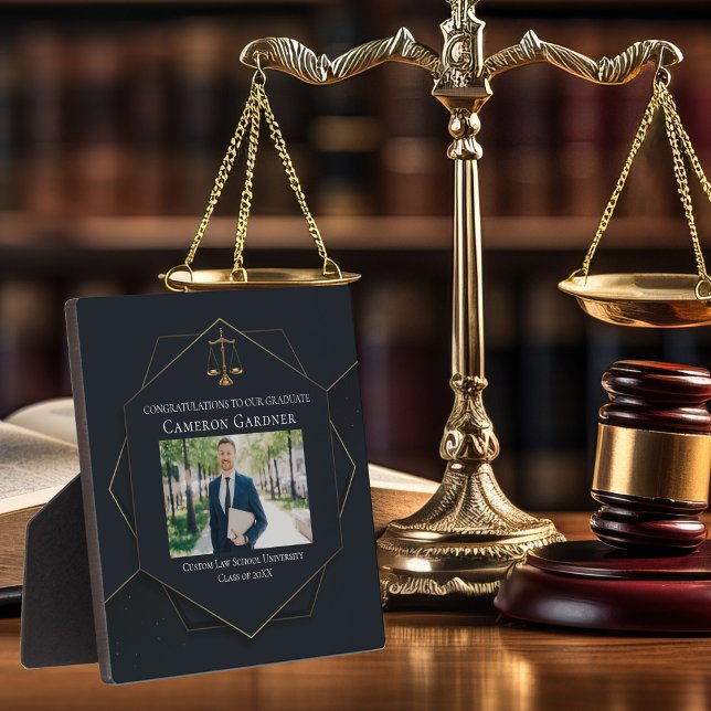 Chic Black Gold Law School Graduation Photo Plaque (Creator Uploaded)