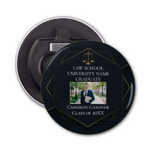 Chic Black Gold Law School Photo Graduation Party Bottle Opener