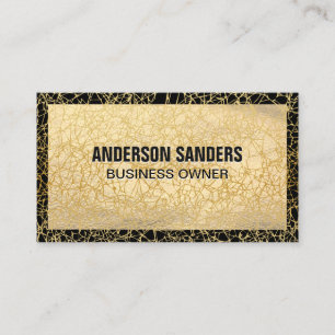 Chic Black Gold Leather Gold Abstract Texture Business Card