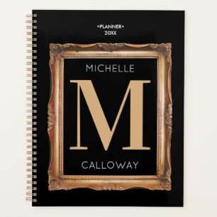 Chic Black & Gold Monogram  Planner