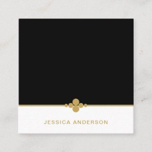 Chic Black Gold Square Business Card