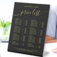 Chic Black Gold Typography Service Price List