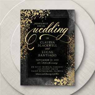 Chic Black Gold Wedding Invitation