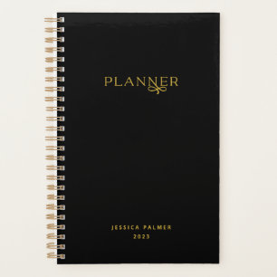 Chic Black Gold Weekly Monthly Name Non-Dated Planner