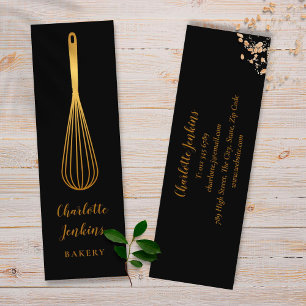Chic  Black Gold Whisk Patisserie Chef Mini Business Card