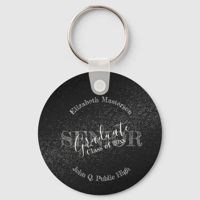 Chic Black Graduation Graduate Senior Class Key Ring (Front)