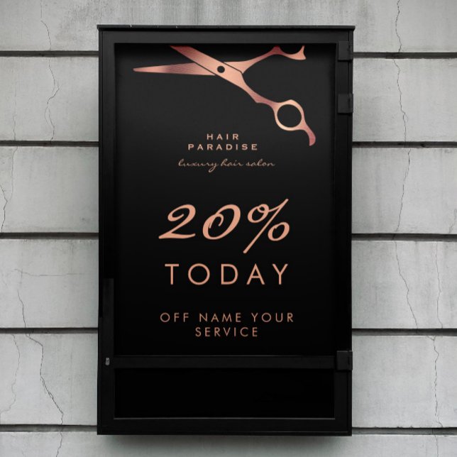 Chic Black Hair Salon Barber Copper Proposition Poster (Creator Uploaded)