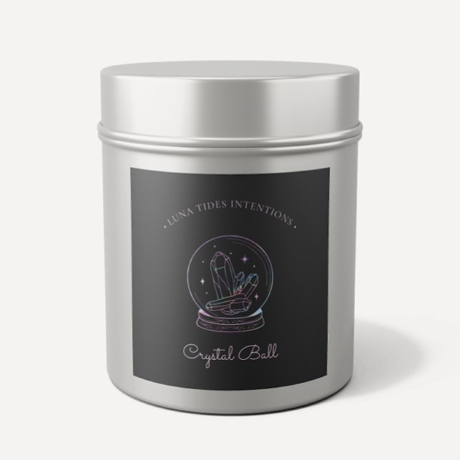 Chic Black Holographic Intention Candles Label (Creator Uploaded)