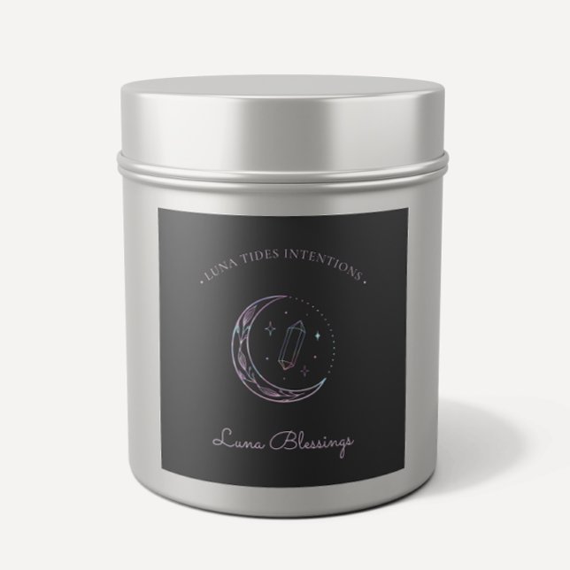 Chic Black Holographic Intention Candles Label (Creator Uploaded)