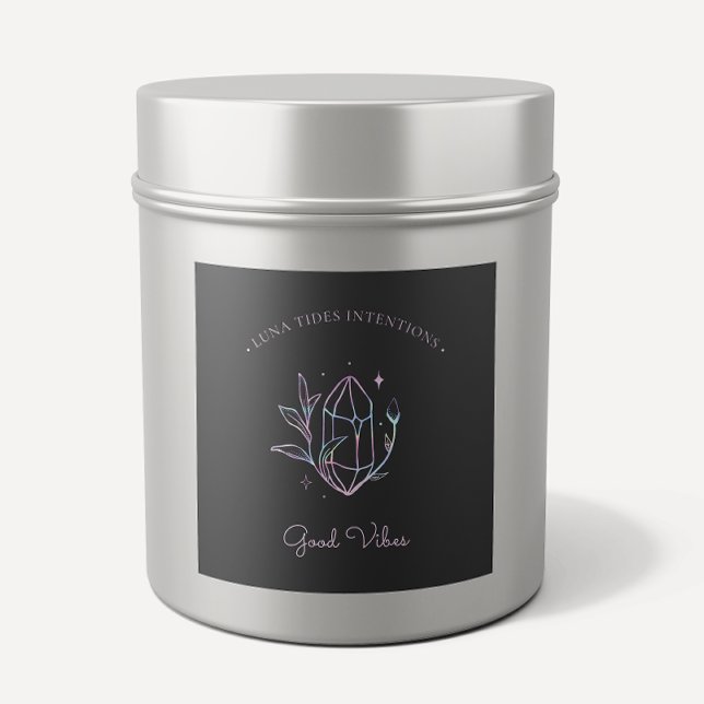 Chic Black Holographic Intention Candles Label (Creator Uploaded)