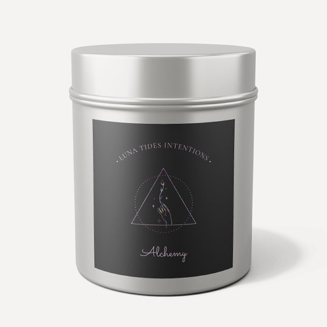 Chic Black Holographic Intention Candles Label (Creator Uploaded)