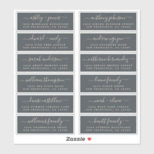 Chic Black Ivory Wedding Guest Address Labels