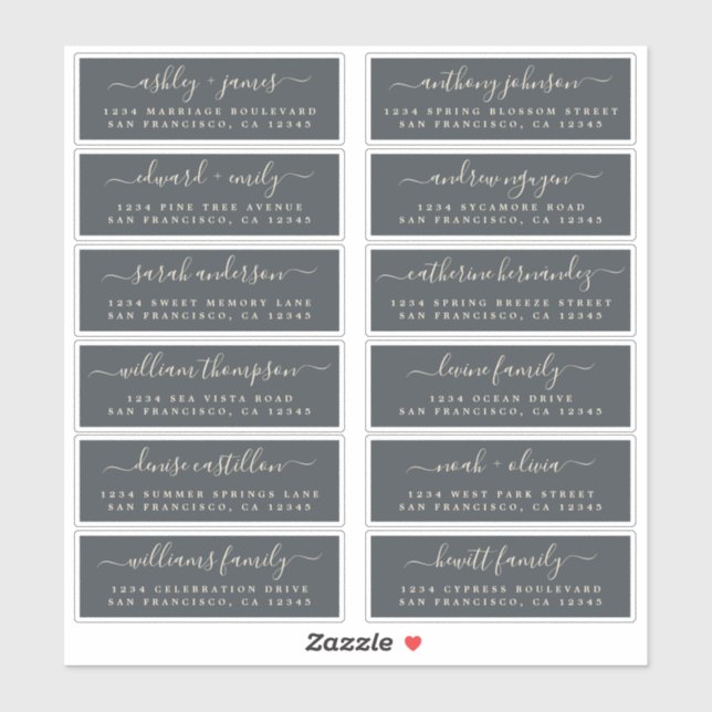 Chic Black Ivory Wedding Guest Address Labels (Sheet)